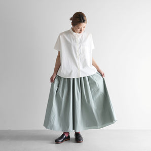 【トップス】ギザコットン ブロードバンドカラー 半袖ワイドブラウス 白 フリーサイズ HUIS.