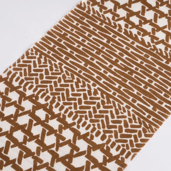 手ぬぐい｜綿 麻 コットン｜注染｜綿麻てぬぐい 籠目あわせ 金茶｜かまわぬ かまわぬ