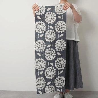 手ぬぐい｜綿 麻 コットン｜注染｜綿麻てぬぐい 丸小花 墨｜かまわぬ かまわぬ