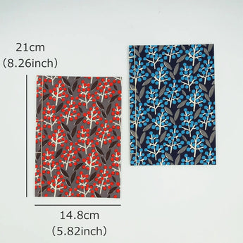 和綴じノート｜A5｜南天柄｜手染め和紙 ノート 文房具 日本製｜幸せの文様 【 Fuwa Market オリジナル 】 Fuwa Market