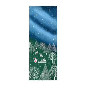 Tenugui | Starry Sky and Santa Claus (Date) | 100% cotton (Oka fabric) dyed | nugooNEXT