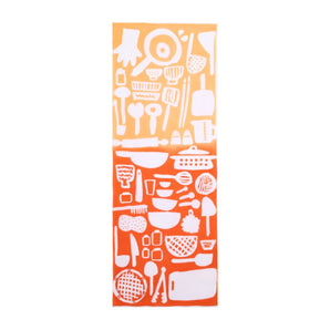 Tenugui | Kitchen tool pattern orange | 100% cotton (Oka fabric) dyed | nugooNEXT