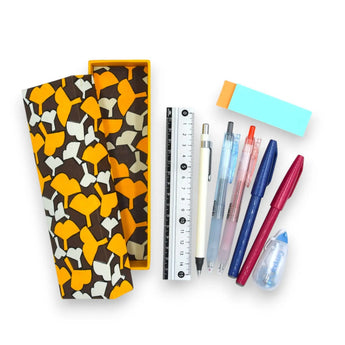 ペンケース｜銀杏柄｜手染め和紙 筆箱 日本製｜幸せの文様シリーズ 小物入れ【 Fuwa Market オリジナル 】 Fuwa Market