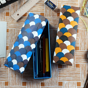 鋼筆｜青海波紋｜手染和紙 筆盒 日本製｜幸福的文具系列 小物收納【 Fuwa Market 原創商品 】 