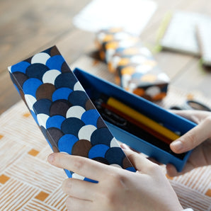 펜 케이스 | 칭하이 웨이브 패턴 | 일본제 손으로 염색한 화지 필통 | 해피 패턴 시리즈 부속품 상자[후와시장 오리지널]