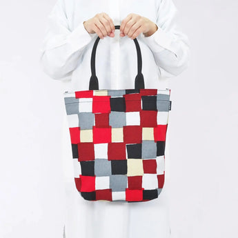 トートバッグ（縦型）｜市松柄｜手染め生地 帆布 綿100% コットン バッグ 日本製｜京都職人仕上げ 【 Fuwa Market オリジナル 】 Fuwa Market