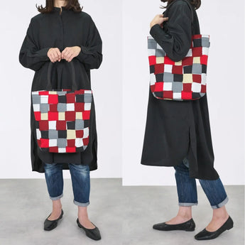 トートバッグ（縦型）｜市松柄｜手染め生地 帆布 綿100% コットン バッグ 日本製｜京都職人仕上げ 【 Fuwa Market オリジナル 】 Fuwa Market