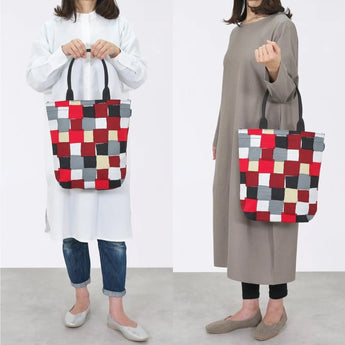 トートバッグ（縦型）｜市松柄｜手染め生地 帆布 綿100% コットン バッグ 日本製｜京都職人仕上げ 【 Fuwa Market オリジナル 】 Fuwa Market