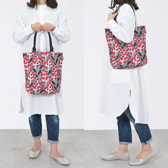 托特包（筒型）｜南天竹｜手染生地 帆布 絲100% 棉 夾層包 日本製｜京都職人手工製作 【Fuwa Market 原創商品】 Fuwa Market