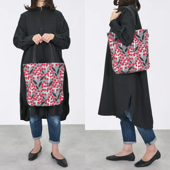 托特包（筒型）｜南天竹｜手染生地 帆布 絲100% 棉 夾層包 日本製｜京都職人手工製作 【Fuwa Market 原創商品】 Fuwa Market