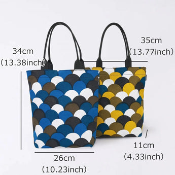 トートバッグ（縦型）｜青海波柄｜手染め生地 帆布 綿100% コットン バッグ 日本製｜京都職人仕上げ 【 Fuwa Market オリジナル 】 Fuwa Market