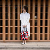 托特包（筒型）｜青海波柄｜手染生地 傘布 絲綢100% 棉袋 日本製｜京都職人手工製作 【 Fuwa Market 原創商品 】 Fuwa Market