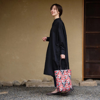 托特包（筒型）｜南天竹｜手染生地 帆布 絲100% 棉 夾層包 日本製｜京都職人手工製作 【Fuwa Market 原創商品】 Fuwa Market