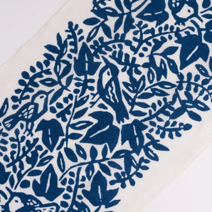 手ぬぐい｜綿 麻 コットン｜注染｜綿麻てぬぐい とり唐草 藍色｜かまわぬ かまわぬ