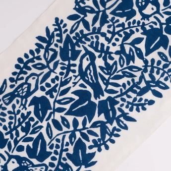 手ぬぐい｜綿 麻 コットン｜注染｜綿麻てぬぐい とり唐草 藍色｜かまわぬ かまわぬ