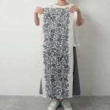 手ぬぐい｜綿 麻 コットン｜注染｜綿麻てぬぐい とり唐草 墨｜かまわぬ かまわぬ