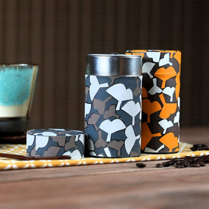 Tea caddy | Silver plum pattern | Hand-dyed Japanese paper Tea container Made in Japan | Happiness pattern series 【 Fuwa Market Original 】 