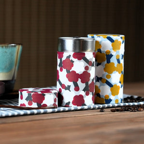 Tea caddy | Plum tree | Hand-dyed Japanese paper Tea container Made in Japan | Happy pattern series 【 Fuwa Market Original 】 