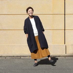 【スカート】久留米絣 無地 ベージュ フリーサイズ 綿100% うなぎの寝床