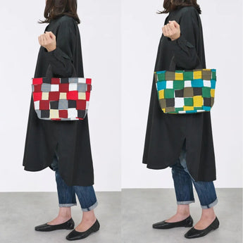 トートバッグ（横型）｜市松柄｜手染め生地 帆布 綿100% コットン バッグ 日本製｜京都職人仕上げ 【 Fuwa Market オリジナル 】 Fuwa Market