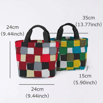 トートバッグ（横型）｜市松柄｜手染め生地 帆布 綿100% コットン バッグ 日本製｜京都職人仕上げ 【 Fuwa Market オリジナル 】 Fuwa Market