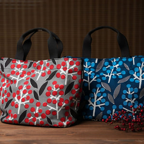 托特包（橫款）｜南天竹｜手染生地 帆布 絲100% 斜紋 包 日本製｜京都職人手工製作 【 Fuwa Market 原創商品 】 