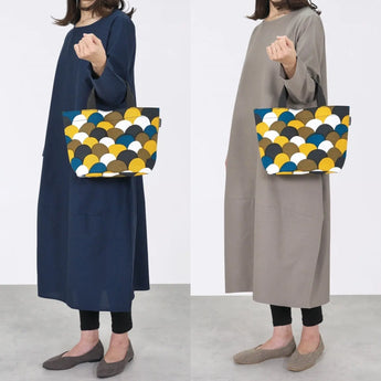 トートバッグ（横型）｜青海波柄｜手染め生地 帆布 綿100% コットン バッグ 日本製｜京都職人仕上げ 【 Fuwa Market オリジナル 】 Fuwa Market