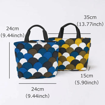 トートバッグ（横型）｜青海波柄｜手染め生地 帆布 綿100% コットン バッグ 日本製｜京都職人仕上げ 【 Fuwa Market オリジナル 】 Fuwa Market