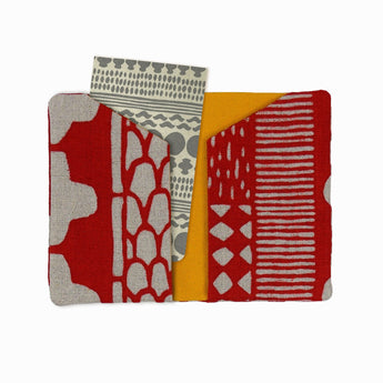 蠟染布袋 名刺入 卡片盒 花布 紅色