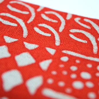 蠟染布袋 名刺入 卡片盒 花布 紅色