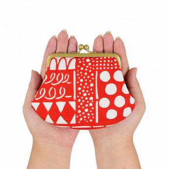 よつめ染布舎 がま口 SASHIKO 花布 赤