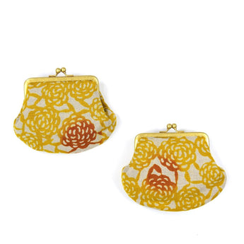 Yotsume染布筒｜Gamakuchi｜SASHIKO 無量花 山吹｜黃色 淡黃色