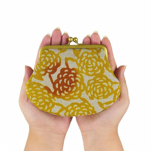 Yotsume染布筒｜Gamakuchi｜SASHIKO 無量花 山吹｜黃色 淡黃色