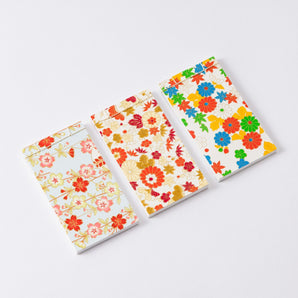 Kyo-yuzen paper, Japanese binding, tear-off memo pad, 3-pattern set, No.16, 17, 20, Japanese style, Japanese pattern, Shogado