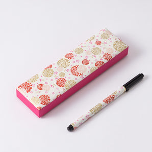 Yuzen Washi pen case & pen set P-1, No7 Japanese Pattern SHOGADO