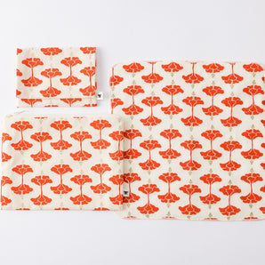 Auspicious Hibiscus Pattern 3-Piece Set | Pocket Tissue Case Flat Pouch Towel Handkerchief | Okinawa Shimanone