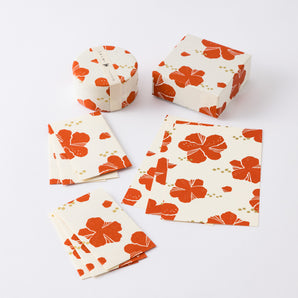 Okinawa Hibiscus Pattern 4-Piece Set / Pouch Bag / Postcard / Small Box / Can with Tea (Hibiscus Tea) Shimanone