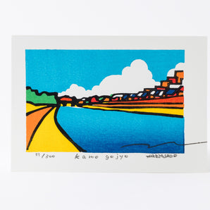 Hand Printed Woodblock Prints | Kamogawa River | by Kenji Takenaka | Kyoto Interior Art | Takezasa-do