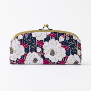 Camellia Japanese Pattern Coin Purse Japanese Modern Japanese Style Retro Showa-era (Navy Blue and Red) Yamono-ya Kaya