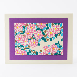 (Kyoto) Woodblock print by Yuko Harada "Seasonal Woodblock Prints: Mountain Tea Blossom Path (Sazankakomichi)