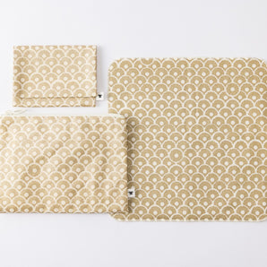 Pineapple blue ocean wave pattern 3-piece set | Pocket tissue case Flat pouch Towel handkerchief | Okinawa Shimanone