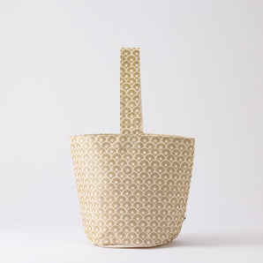 One Handle Tote Bag Pineapple Blue Sea Wave Pattern Cotton | Okinawa Shimanone