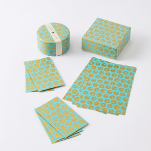 Okinawa Shisa Mintama Pattern 4-Piece Set / Potty Bag / Postcard / Small Box / Can with Tea (Sanpinta) Shimanone