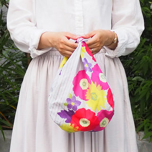 Furoshiki 70cm｜Kohare Flower stripe｜Pink / Blue 100% cotton