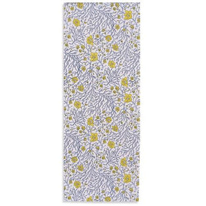 Kyoto (hand-printed) tenugui hand towel, wax plum and pussy willow x white neriniro / aonibi / asagi-iro, Miyako-modan