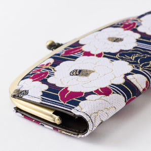 Camellia Japanese Pattern Coin Purse Japanese Modern Japanese Style Retro Showa-era (Navy Blue and Red) Yamono-ya Kaya
