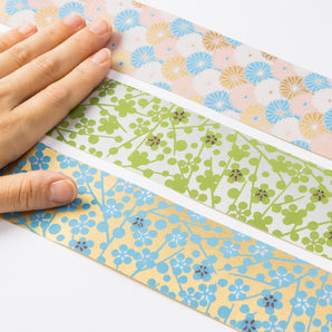 Yuzen Washi tape stickers, 3-pattern set, Wide TONE 1, 2, 3, Japanese style, Japanese pattern, Shogado
