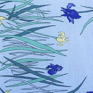 Kyoto (hand-printed) tenugui hand towel, Kakitsubata and iris x light flower color, Miyako-modan