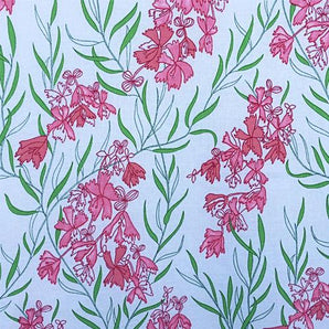 Kyoto (hand-printed) tenugui hand towel, three-leaf azalea and weeping willow x kame-nozoki color, Miyako-modan