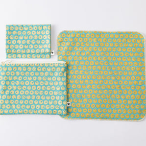 Shisa Mintama Pattern 3-Piece Set | Pocket Tissue Case Flat Pouch Towel Handkerchief | Okinawa Shimanone